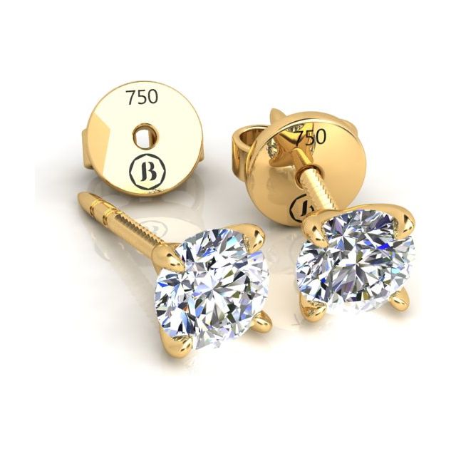 18ct Yellow Gold 1.00ct Round Brilliant Diamond Stud Earrings