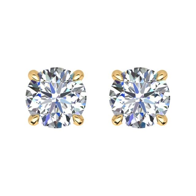 18ct Yellow Gold 1.00ct Round Brilliant Diamond Stud Earrings