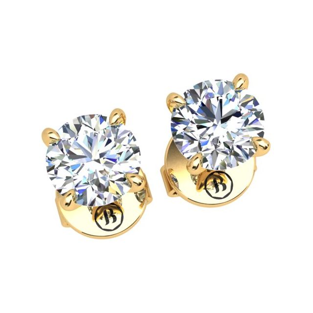 18ct Yellow Gold 1.00ct Round Brilliant Diamond Stud Earrings