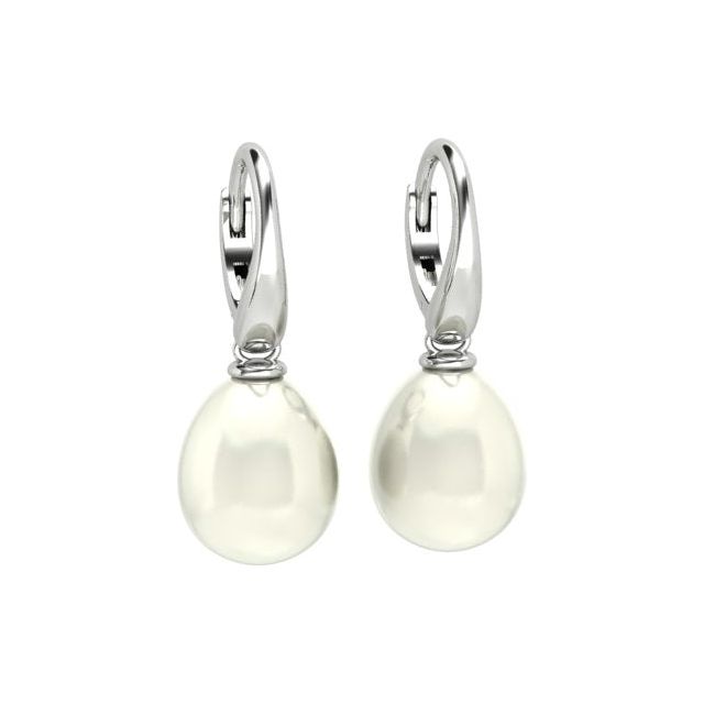18ct White Gold South Sea Pearl Drop Earrings