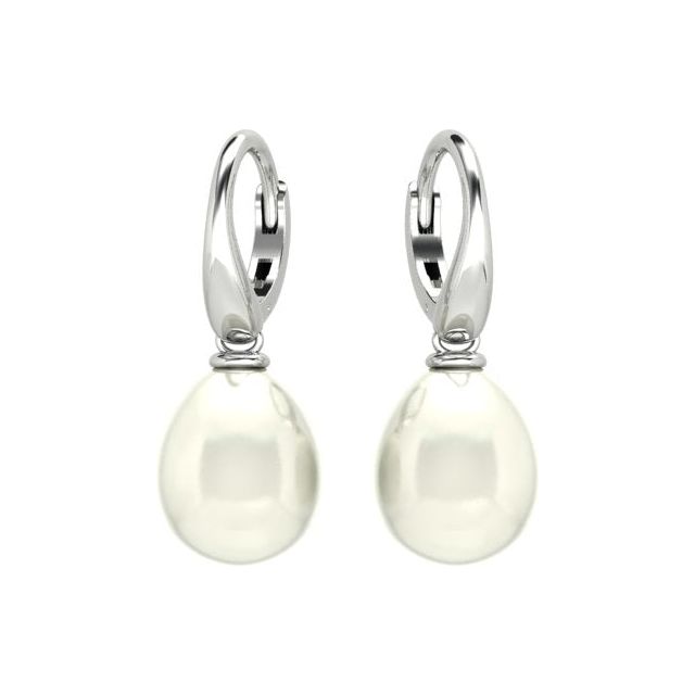 18ct White Gold South Sea Pearl Drop Earrings