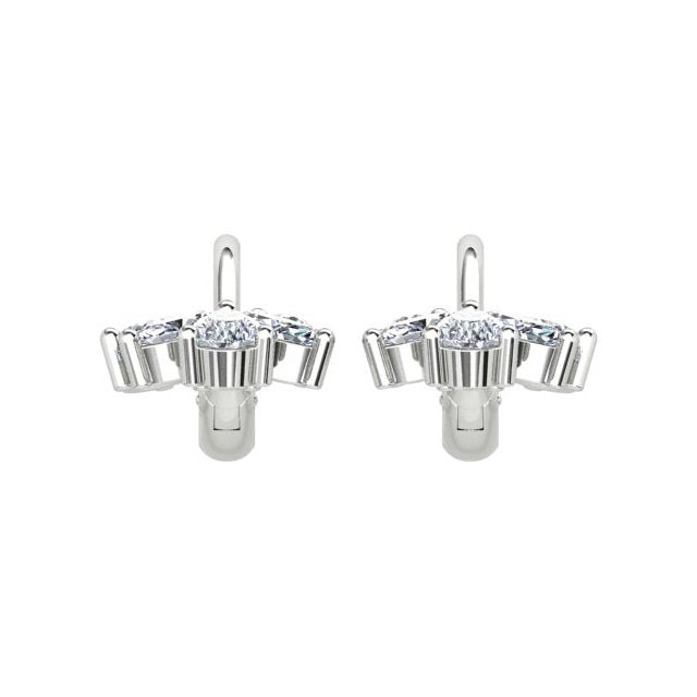18ct White Gold Diamond Floral Drop Earrings