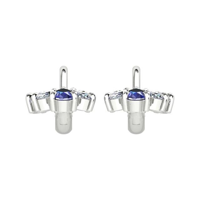 18ct White Gold Sapphire & Diamond Floral Drop Earrings