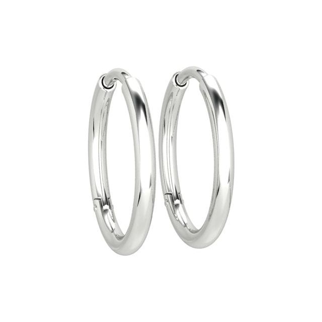 18ct White Gold Medium Oval Hoop Earrings
