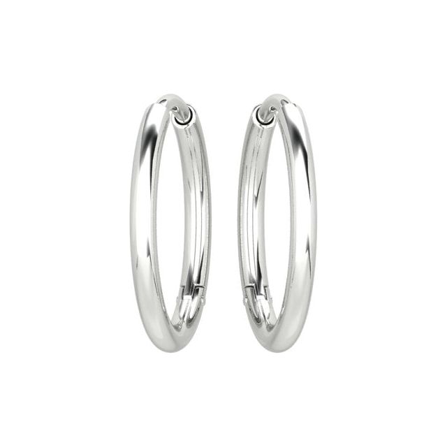 18ct White Gold Medium Oval Hoop Earrings