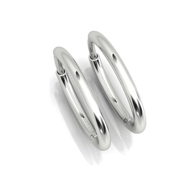 18ct White Gold Medium Oval Hoop Earrings