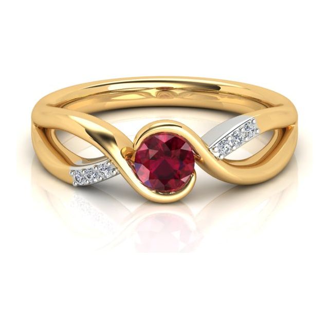 18ct Yellow & White Gold 0.55ct Ruby & Diamond Crossover Dress Ring