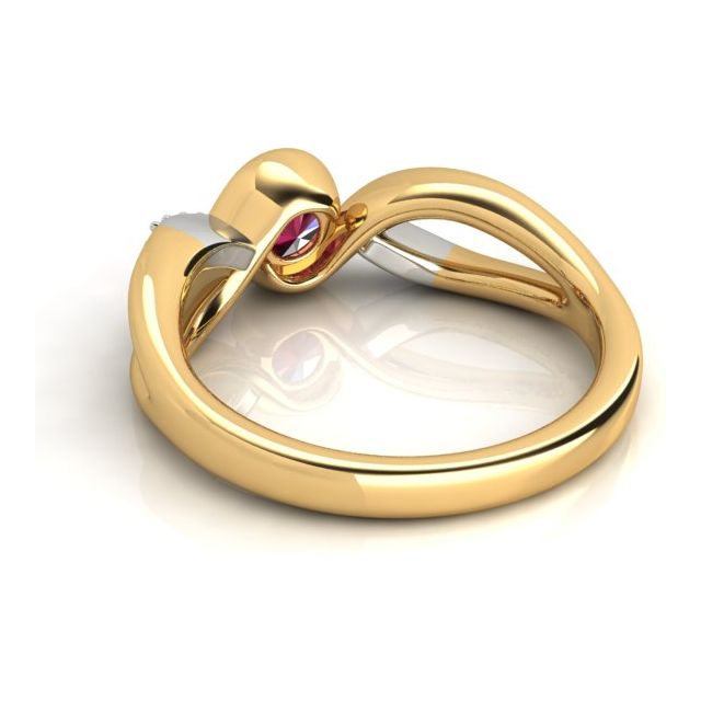 18ct Yellow & White Gold 0.55ct Ruby & Diamond Crossover Dress Ring