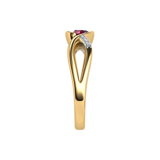18ct Yellow & White Gold 0.55ct Ruby & Diamond Crossover Dress Ring
