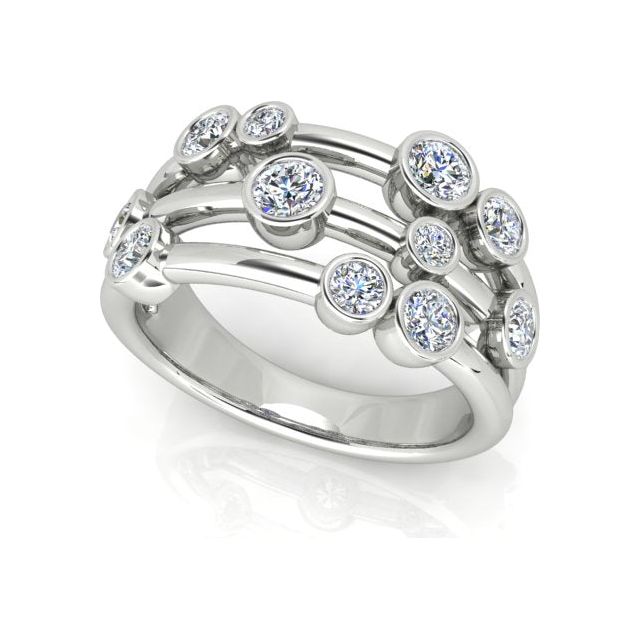 Platinum 0.90ct Bezel-Set Diamond Dress Ring