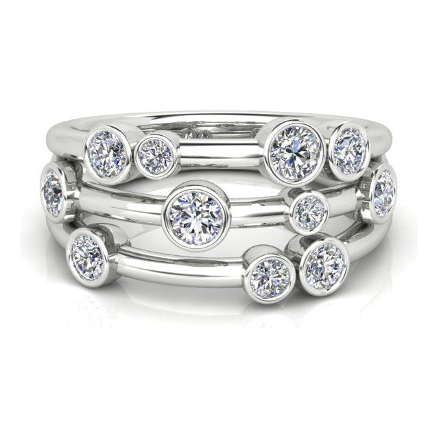 Platinum 0.90ct Bezel-Set Diamond Dress Ring