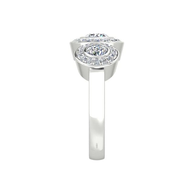 Platinum 1.47ct Triple-Bezel Trilogy Diamond Dress Ring