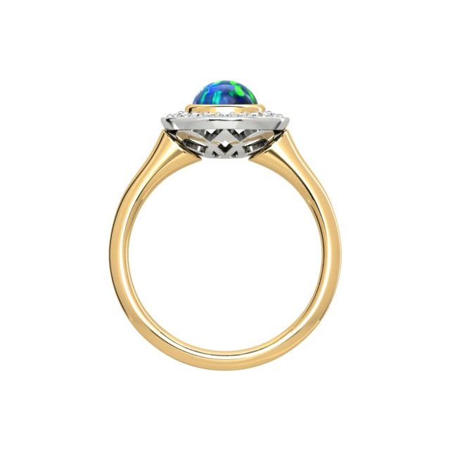 18ct Yellow & White Gold 1.06ct Opal & Diamond Dress Ring