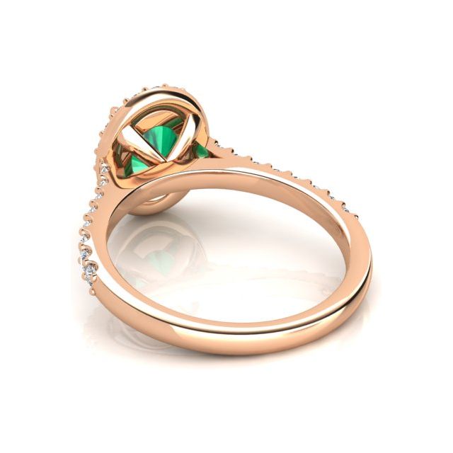 18ct Rose Gold 1.69ct Emerald & Diamond Halo-Style Dress Ring