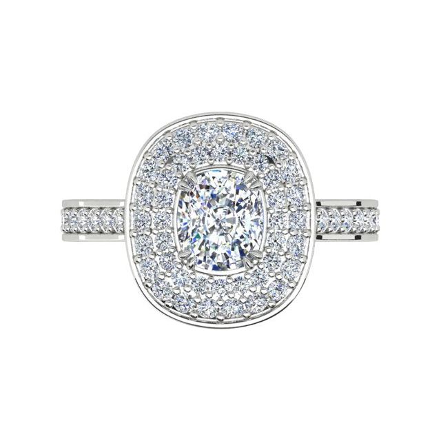 Platinum 1.80ct Double-Halo Cushion Diamond Engagement Ring