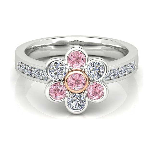 Platinum & 18ct Rose Gold 0.91ct Argyle Origin Pink Diamond Flower-Style Dress Ring