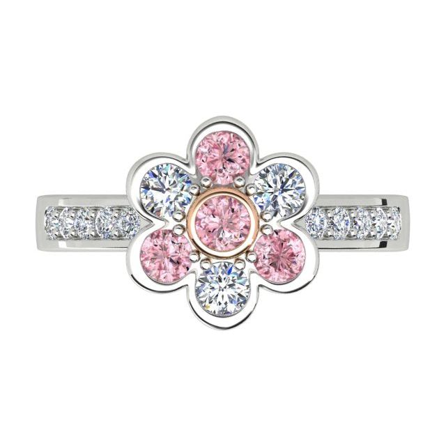 Platinum & 18ct Rose Gold 0.91ct Argyle Origin Pink Diamond Flower-Style Dress Ring