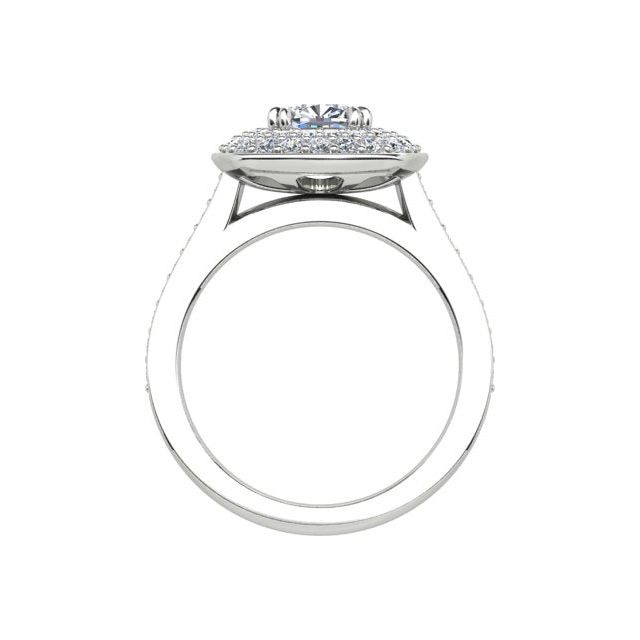 Platinum 1.57ct Double-Halo Cushion Diamond Engagement Ring