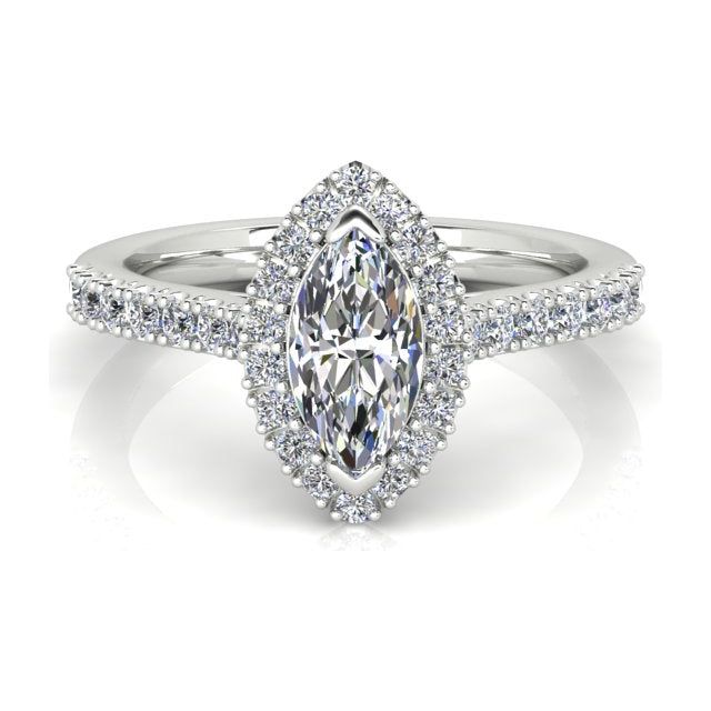 Platinum 0.91ct Marquise Diamond Halo-Style Engagement Ring