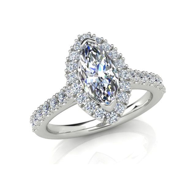 Platinum 0.91ct Marquise Diamond Halo-Style Engagement Ring
