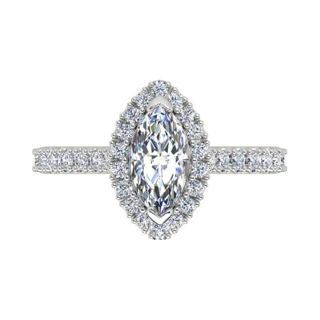 Platinum 0.91ct Marquise Diamond Halo-Style Engagement Ring