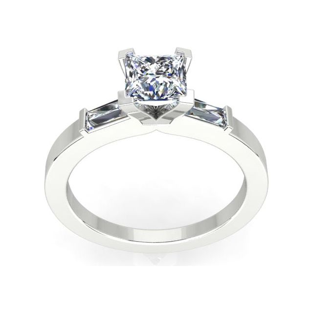 Platinum 0.98ct 4-Claw Princess Cut Diamond Engagement Ring