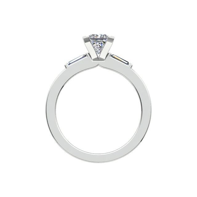 Platinum 0.98ct 4-Claw Princess Cut Diamond Engagement Ring