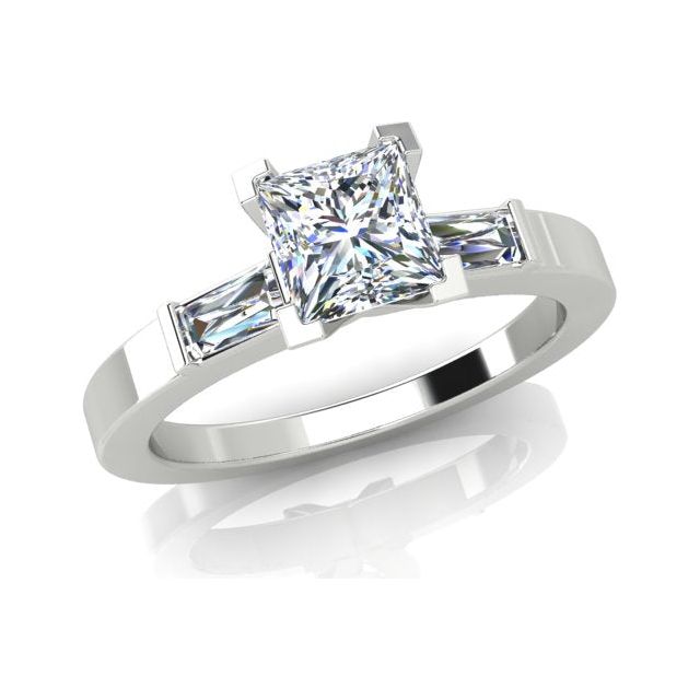 Platinum 0.98ct 4-Claw Princess Cut Diamond Engagement Ring
