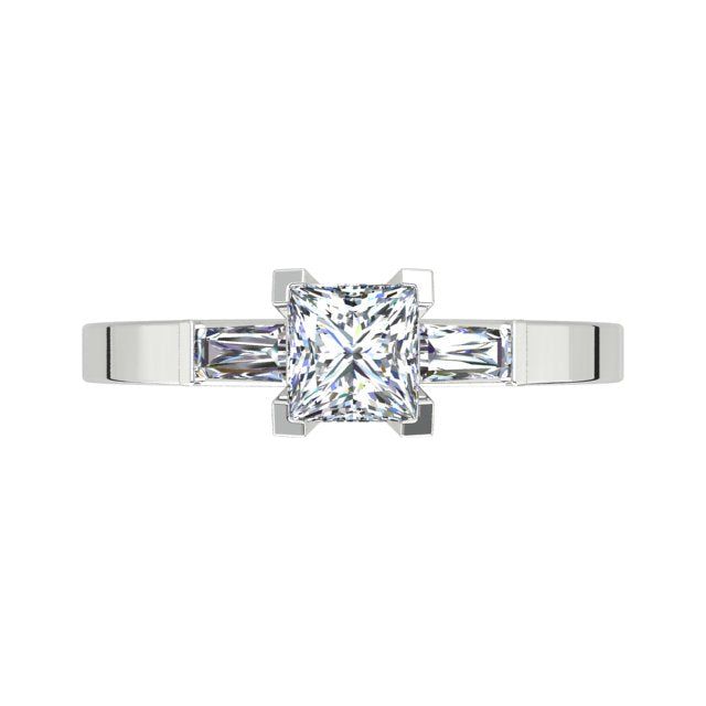 Platinum 0.98ct 4-Claw Princess Cut Diamond Engagement Ring