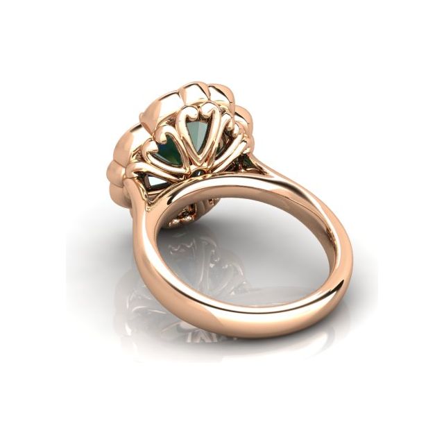 18ct Rose Gold 5.16ct Sapphire & Diamond Halo-Style Dress Ring