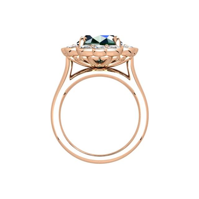 18ct Rose Gold 5.16ct Sapphire & Diamond Halo-Style Dress Ring