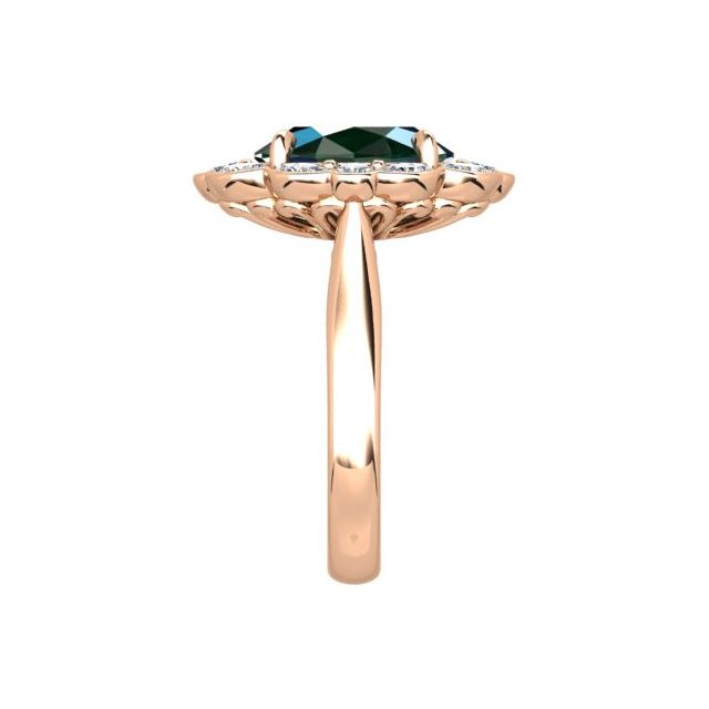18ct Rose Gold 5.16ct Sapphire & Diamond Halo-Style Dress Ring