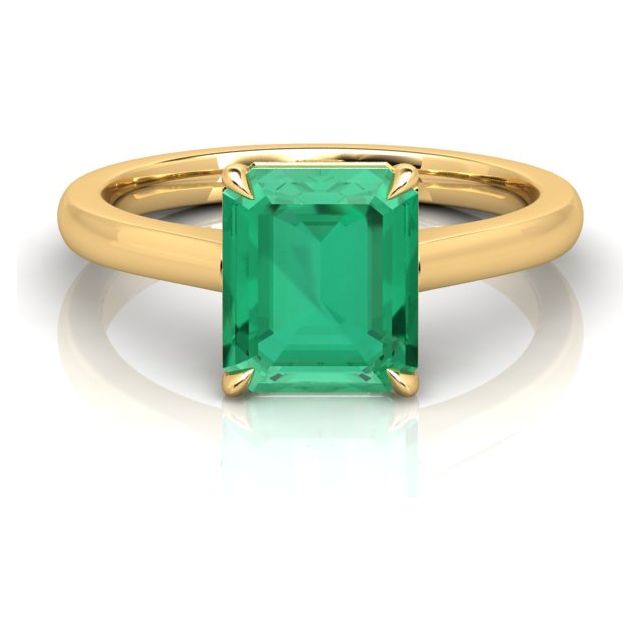 18ct Yellow Gold 4-Claw 3.07ct Solitaire Emerald Dress Ring