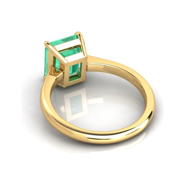 18ct Yellow Gold 4-Claw 3.07ct Solitaire Emerald Dress Ring