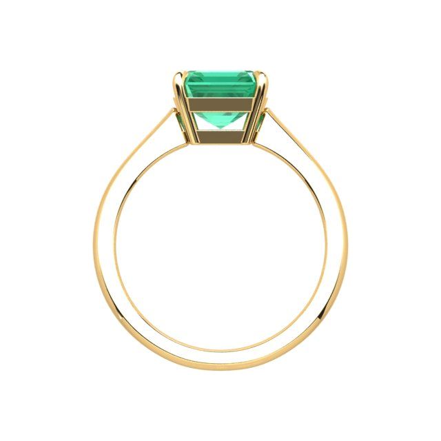 18ct Yellow Gold 4-Claw 3.07ct Solitaire Emerald Dress Ring