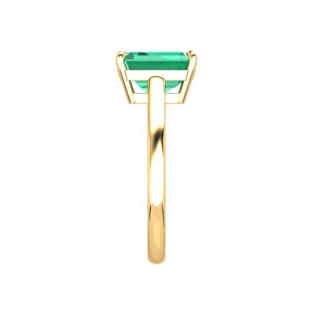 18ct Yellow Gold 4-Claw 3.07ct Solitaire Emerald Dress Ring
