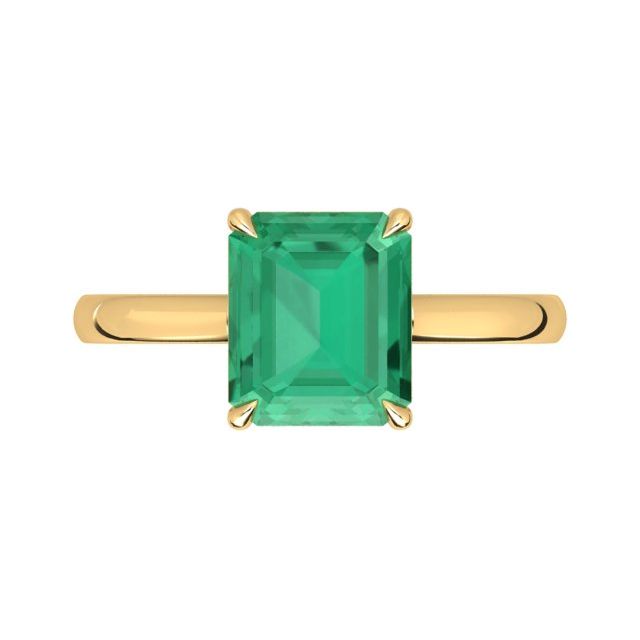 18ct Yellow Gold 4-Claw 3.07ct Solitaire Emerald Dress Ring
