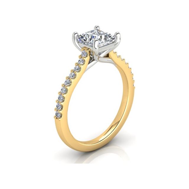 18ct Yellow Gold & Platinum 1.19ct 4-Claw Princess Cut Diamond Engagement Ring