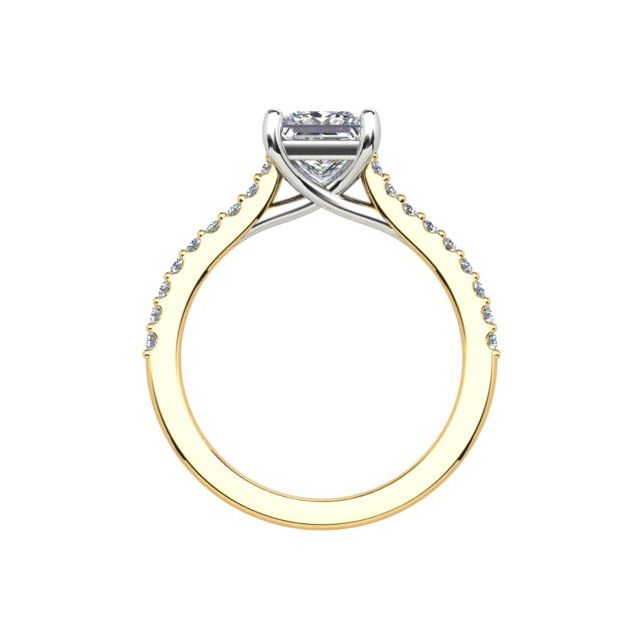 18ct Yellow Gold & Platinum 1.19ct 4-Claw Princess Cut Diamond Engagement Ring