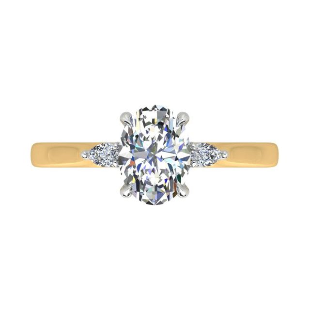 18ct Yellow Gold & Platinum 1.30ct 4-Claw Oval Diamond Engagement Ring