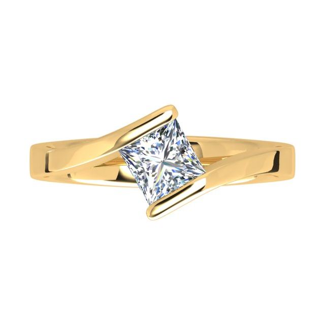 18ct Yellow Gold 0.75ct Solitaire Princess Cut Engagement Ring