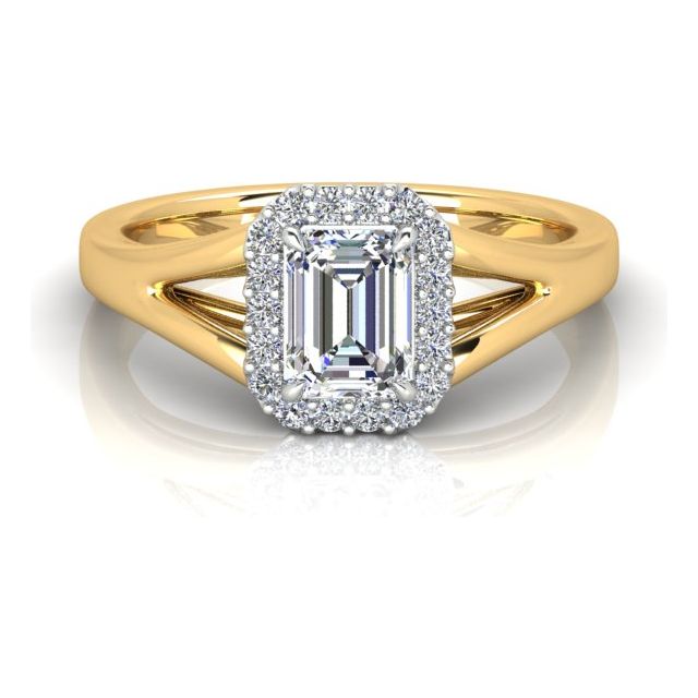 18ct Yellow Gold & Platinum 1.18ct Diamond Halo-Style Dress Ring