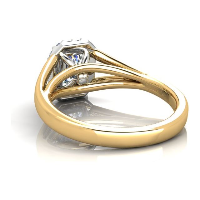 18ct Yellow Gold & Platinum 1.18ct Diamond Halo-Style Dress Ring