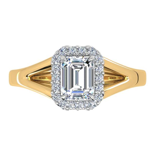 18ct Yellow Gold & Platinum 1.18ct Diamond Halo-Style Dress Ring