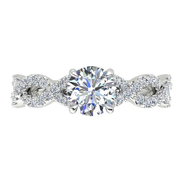 Platinum 1.44ct 4-Claw Split & Twist Style Engagement Ring