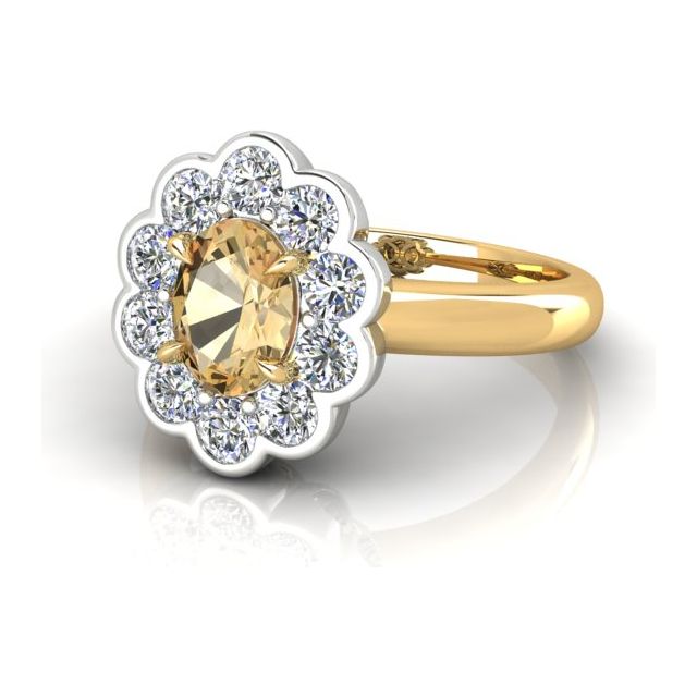 18ct Yellow & White Gold 2.00ct Ceylon Sapphire & Diamond Dress Ring