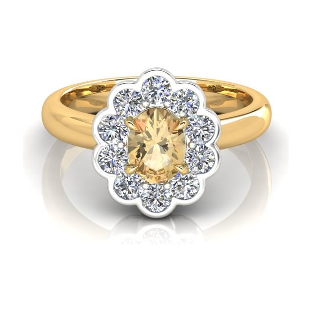 18ct Yellow & White Gold 2.00ct Ceylon Sapphire & Diamond Dress Ring