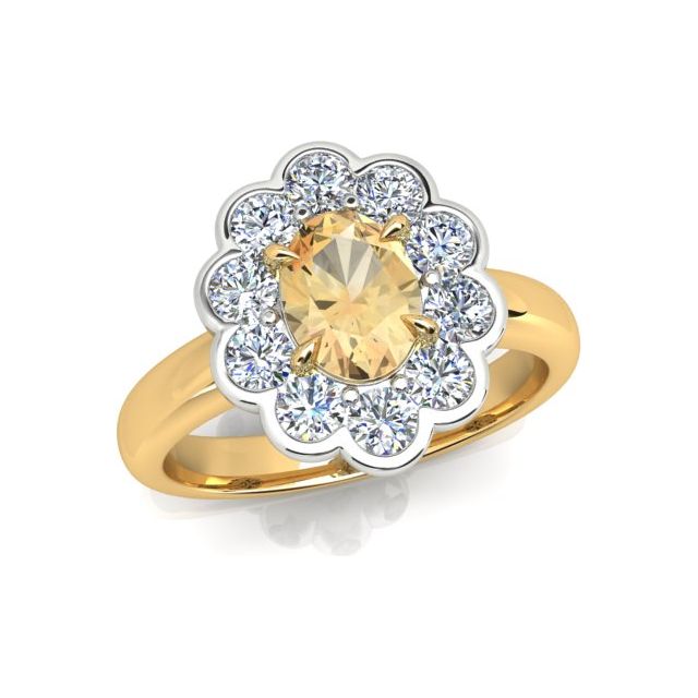 18ct Yellow & White Gold 2.00ct Ceylon Sapphire & Diamond Dress Ring