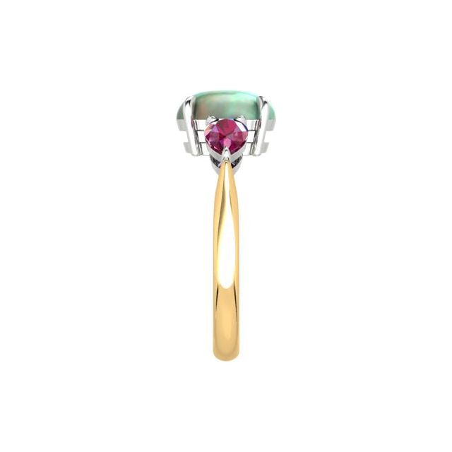 18ct Yellow Gold & Platinum Opal & Tourmaline Trilogy Dress Ring