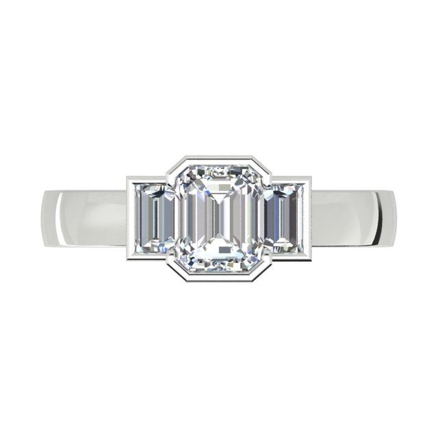 Platinum 1.41ct Emerald Diamond Dress Ring